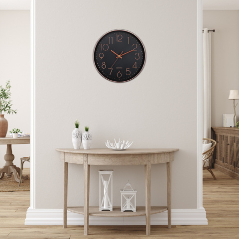 ZEGAR ŚCIENNY DUŻY OKRĄGŁY RÓŻOWE ZŁOTO PŁYNĄCY CZYTELNY 30 cm