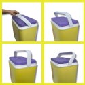 Lodówka turystyczna 24L Kamai Coolbox na wkłady mrożące, żółta z nadrukiem lodów, fioletowa pokrywa i biała rączka