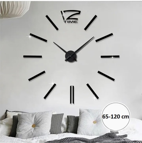 DUŻY ZEGAR ŚCIENNY DIY 3D 70-100 CM CZARNY 4310C