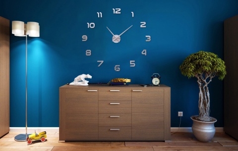Zegar ścienny naklejany na ścianę 3D lustrzany DIY duży nowoczesny 80-120cm XL