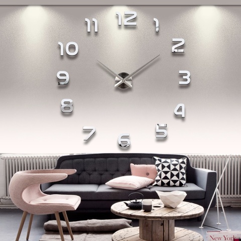 Zegar ścienny naklejany na ścianę 3D lustrzany DIY duży nowoczesny 80-120cm XL