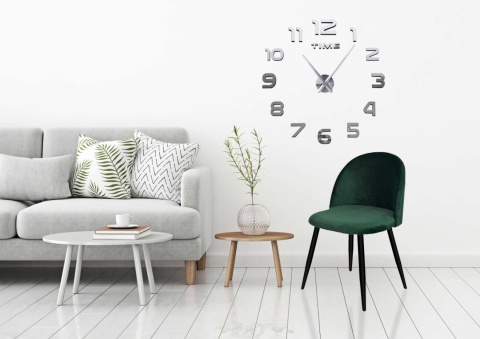 Zegar ścienny naklejany na ścianę 3D lustrzany DIY duży nowoczesny 80-120cm XL