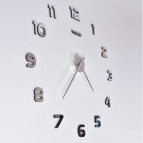 Zegar ścienny naklejany na ścianę 3D lustrzany DIY duży nowoczesny 80-120cm XL