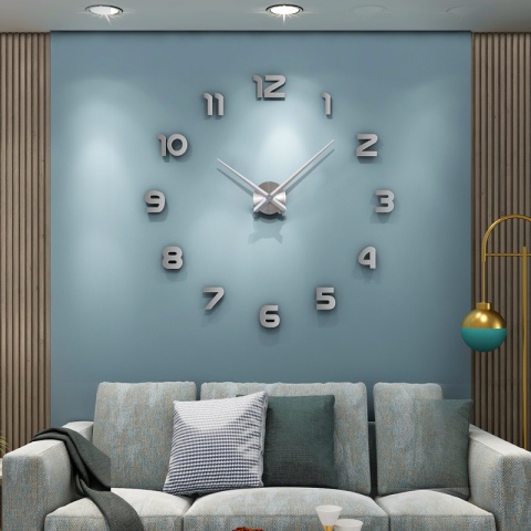 Zegar ścienny naklejany na ścianę 3D lustrzany DIY duży nowoczesny 80-120cm XL