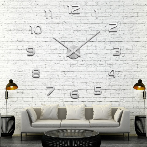 Zegar ścienny naklejany na ścianę 3D lustrzany DIY duży nowoczesny 80-120cm XL