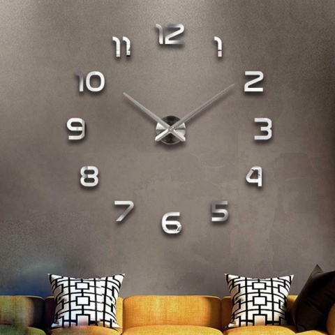 Zegar ścienny naklejany na ścianę 3D lustrzany DIY duży nowoczesny 80-120cm XL