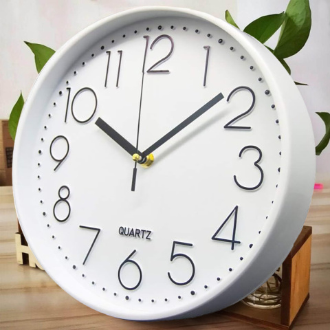 ZEGAR ŚCIENNY DUŻY OKRĄGŁY BIAŁY CZYTELNY 30 cm NA ŚCIANĘ