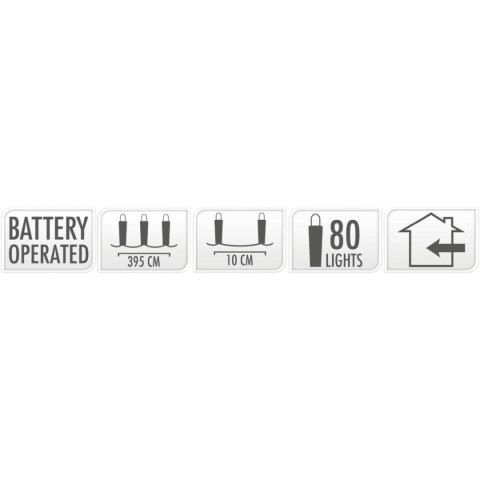 LAMPKI DRUCIKI NA BATERIE GIRLANDA 80 LED MULTIKOLOR