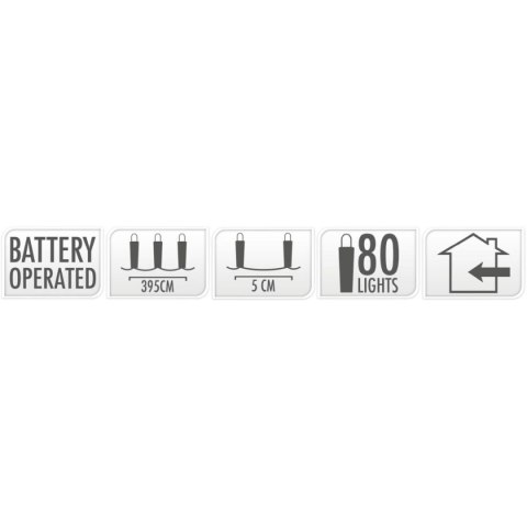 LAMPKI DRUCIKI NA BATERIE GIRLANDA 80 LED SUPER CIEPŁY BIAŁY
