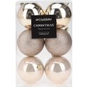 BOMBKA DEKORACYJNA PLASTIKOWA BEZPIECZNA 6SZT 80MM CHAMPAGNE