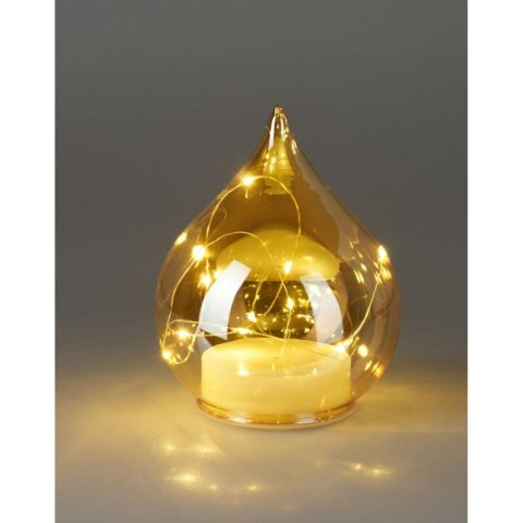 BOMBKA FORMÓWKA SZKLANA KROPLA LED 15CM GOLD