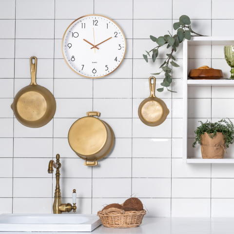 ZEGAR ŚCIENNY DUŻY OKRĄGŁY BEZGŁOŚNY RÓŻOWE ZŁOTO CYFRY CZYTELNY 30 cm METALOWY PŁYNĄCY