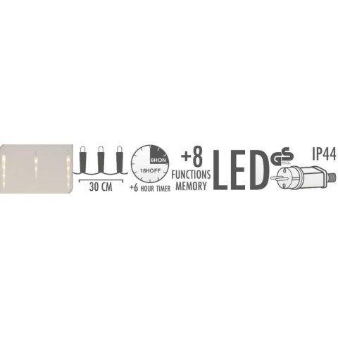 LAMPKI KURTYNA ŚWIETLNA SOPLE ZEW 72 LED CIEPŁY BIAŁY TIMER