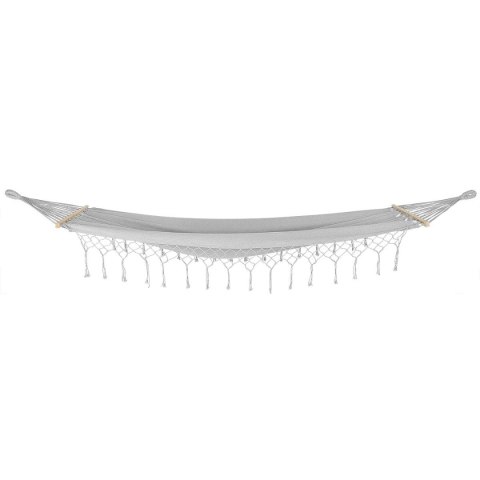 HAMAK OGRODOWY 2 OSOBOWY 200X150CM Z DRĄŻKIEM I Z FRĘDZLAMI MIAMI SZARY 1041476