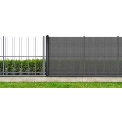 SIATKA CIENIUJĄCA MASKUJĄCA OSŁONA NA OGRODZENIE 110G/M2 1.5X25M CIEMNO SZARA