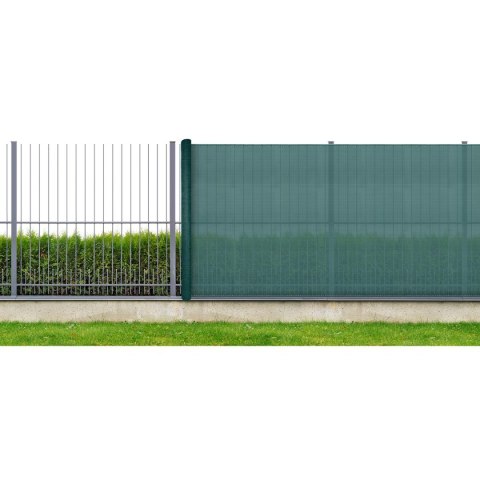 SIATKA CIENIUJĄCA MASKUJĄCA OSŁONA NA OGRODZENIE 140G/M2 1.5X50M CIEMNO ZIELONA