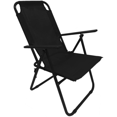 KRZESŁO TURYSTYCZNE Z PODŁOKIETNIKAMI 61x66x65-108CM SKŁADANE CZARNE